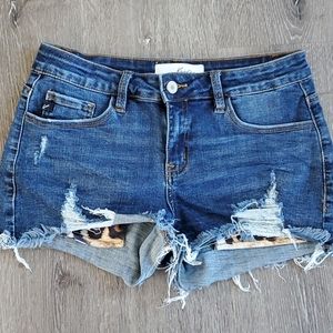Leopard Pocket KanCan Jean Shorts